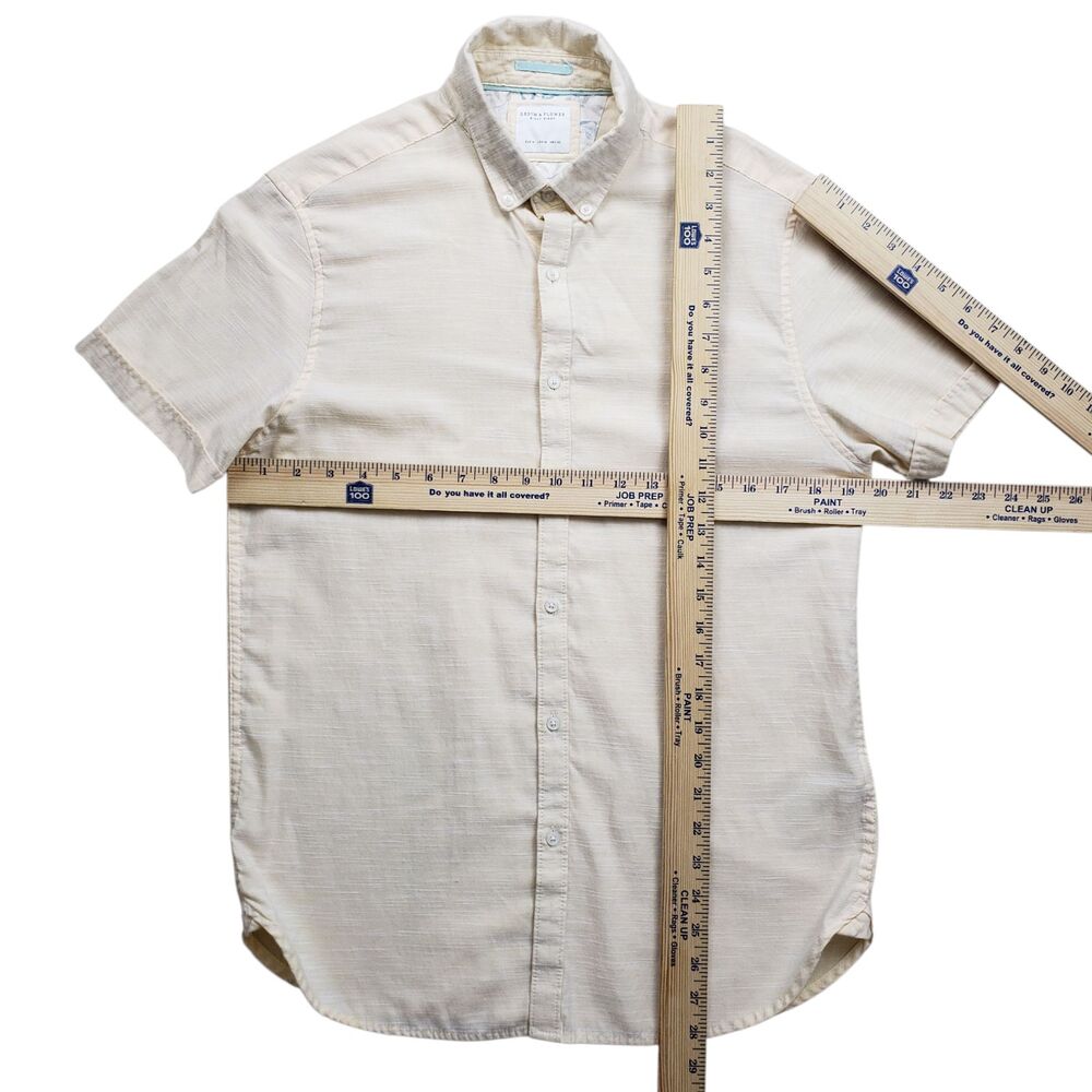Denim and Flower Ricky Singh Shirt Mens Medium Yellow Short Sleeve Preppy - Picture 7 of 9